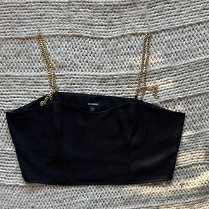 Express Black Women's Top with Gold Chain Straps